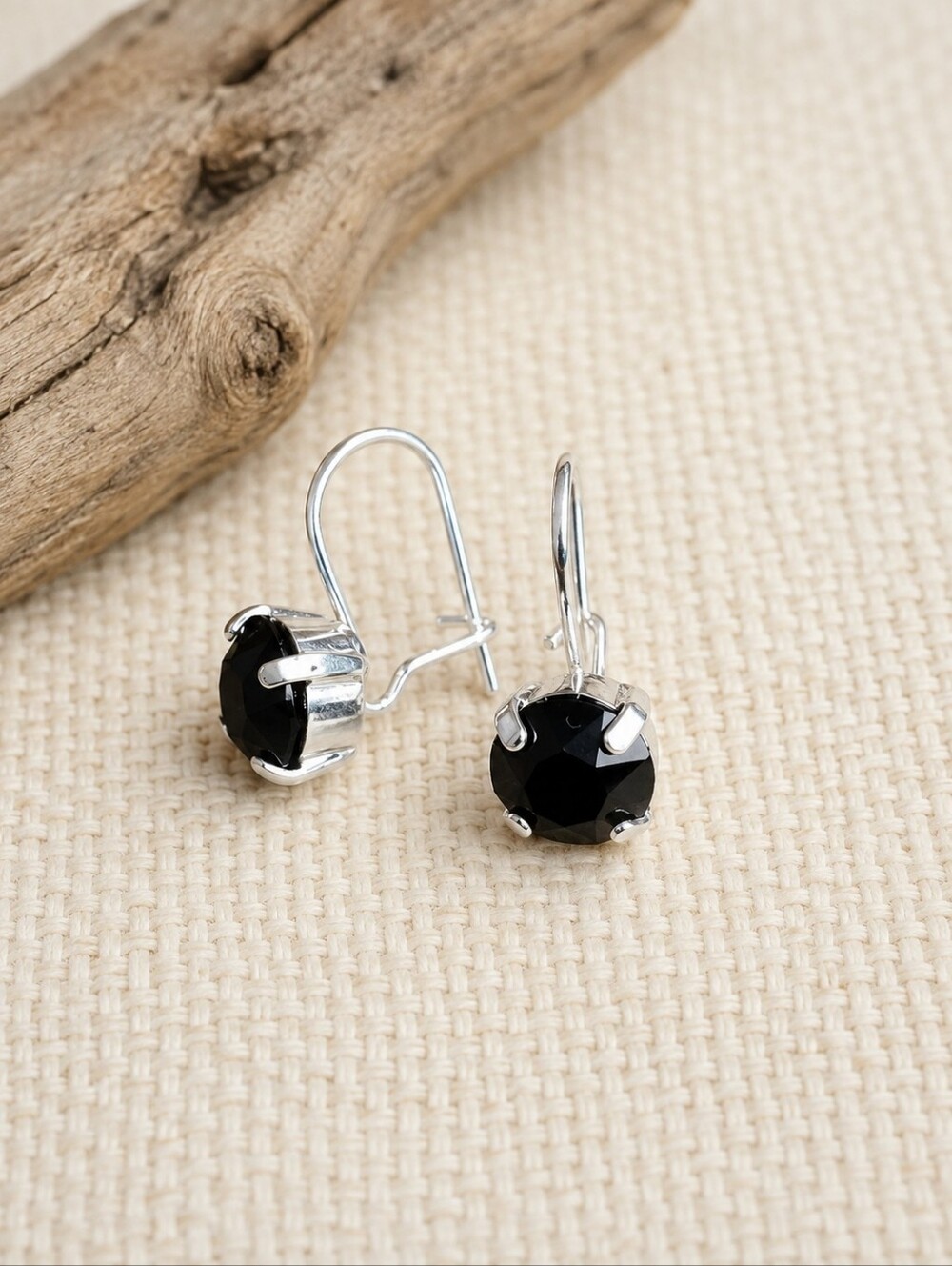 Black Crystal Drop Earrings | Handmade - Picture 1 of 9